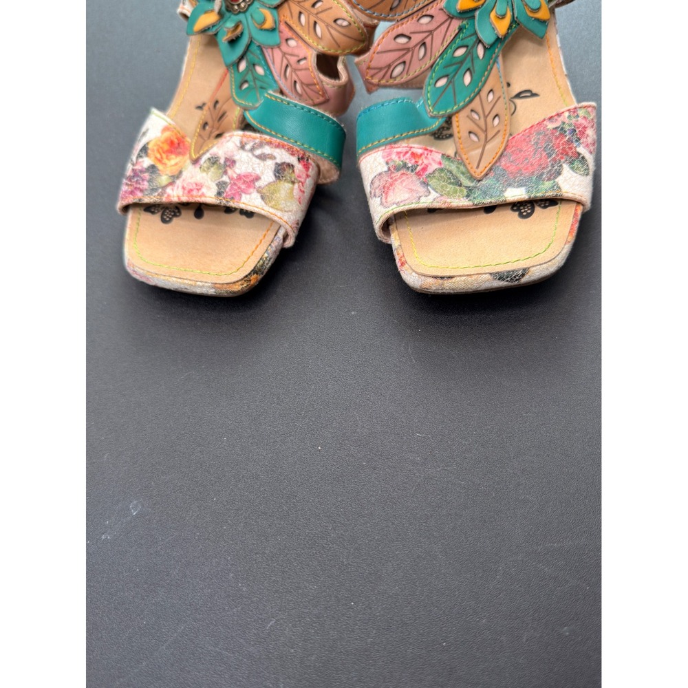 L'Artiste Spring Step‎ Izetru Sandals Floral Block Heel Fairy Whimsy Size 9.5 - Picture 5 of 10